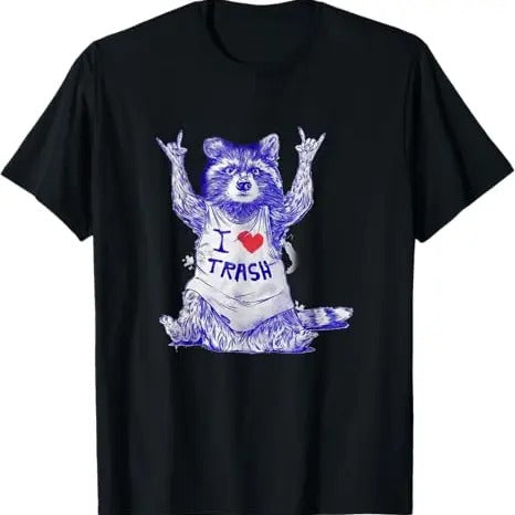 Funny Raccoon Shirt, Racoon Wearing Shirt I Love Trash Funny Raccoon Wild Animal T-Shirt For Men - Menswear Top Vintage Raccoon