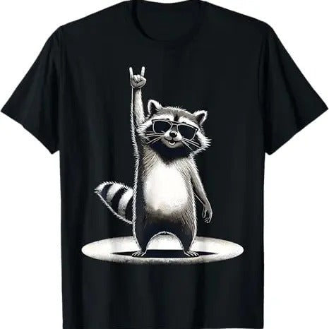 Funny Raccoon Shirt, Retro Raccoon Rock Music Funny Raccoon T-Shirt For Men - Available from size S to 5XL Vintage Raccoon