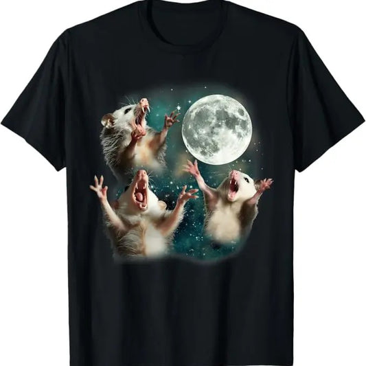 Funny Raccoon Shirt, Three Possum Moon, 3 Opossum Funny Weird Cursed Meme T-Shirt For Men - Available from size S to 5XL Vintage Raccoon