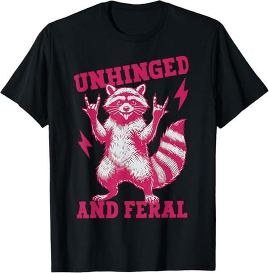 Funny Raccoon Shirt, Unhinged and Feral Retro Funny T-Shirt For Men - Available from size S to 5XL Vintage Raccoon