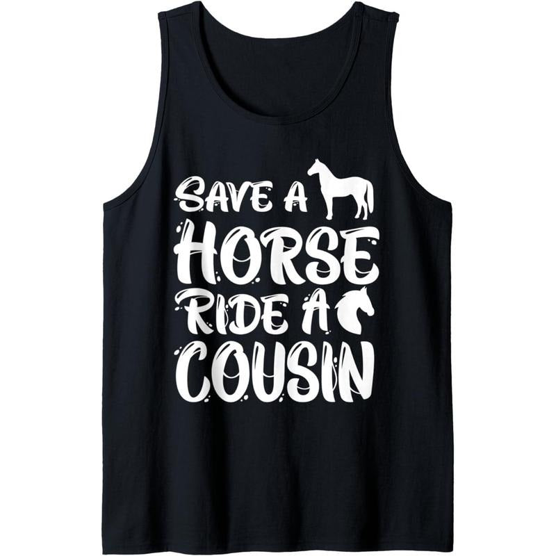 Funny Save a Horse Ride A Cousin Hillbilly Redneck Southern Tank Top MADE IN USA