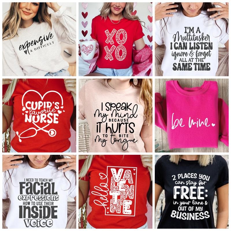 20 Single Color Valentine/Funny Screen Print Transfer Grab Bag, Screen Prints Will Vary and NOT Limited To What Is In Photo