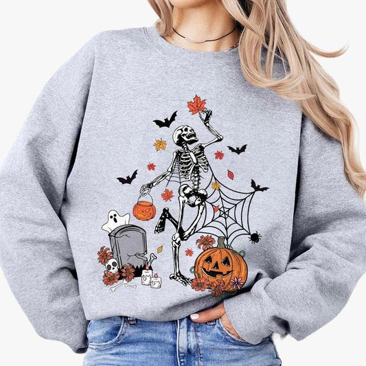 Funny Skeleton Halloween Sweatshirt, Skull Halloween Comfort Tee, Halloween Pumpkin T-Shirt, Dancing Skeleton, Shirt, Fall Sweatshirt, Halloween 2024 Shirt for Group, Pumpkin sweatshirt, Fall Sweater, Fall Halloween Women Top