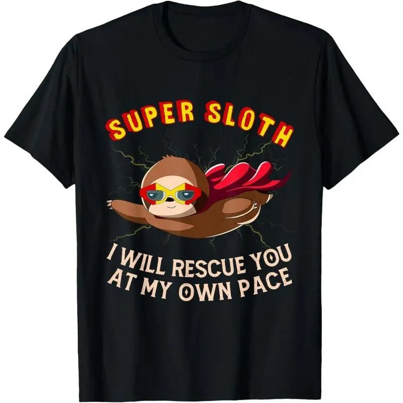 Funny Sloth Superhero Super Sloth Hero Gift T-Shirt Made in USA