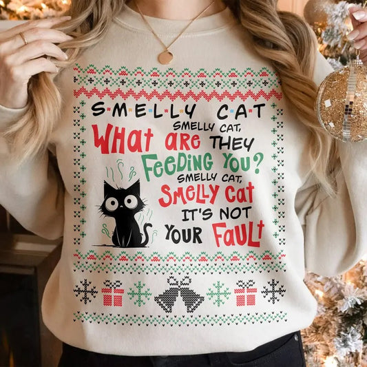 Funny Smelly Cat Phoebe Song Ugly Sweater, 90s Friends Movie Christmas Sweatshirt, Friends Inspired Crewneck