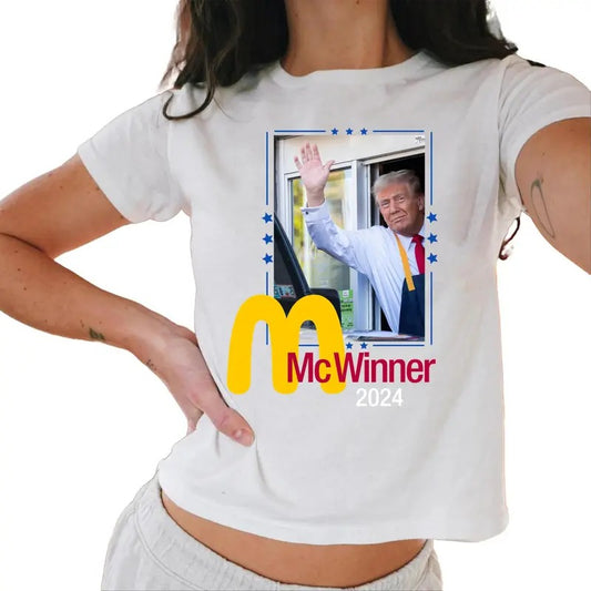 Funny Trump 2024 Mcwinner Baby Tee, Trump '24 Baby Tee, French Fries Baby Tees Casual Comfort