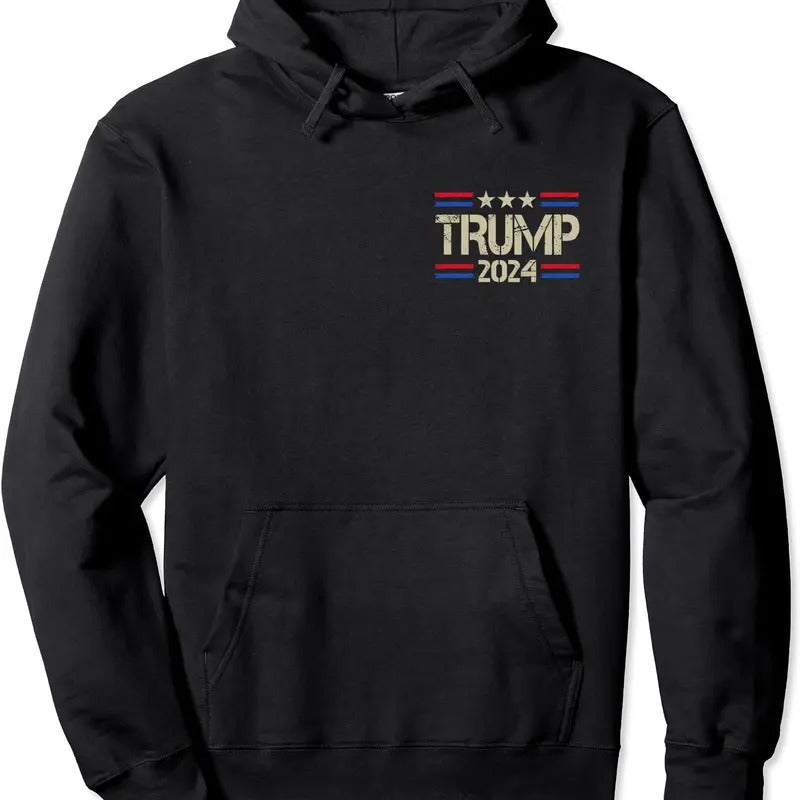 Funny Trump 2024 USA Flag Hoodie | Unisex Hooded Sweatshirt
