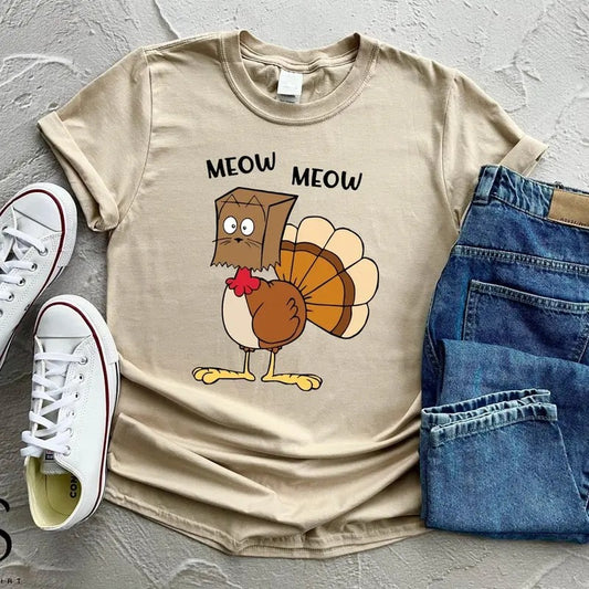 Funny Turkey Cat Shirt, Funny Thanksgiving Shirt, Pumpkin Season Shirt, Fall Shirt, Holiday Shirt, Happy Thanksgiving Shirt, Autumn Shirt Cotton Menswear