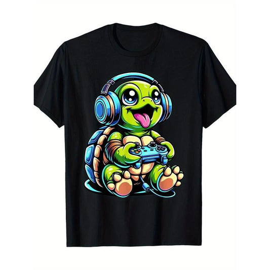 Funny Turtle Gamer Gaming Turtles Video Game 220g 100% Cotton T-Shirt made in usa