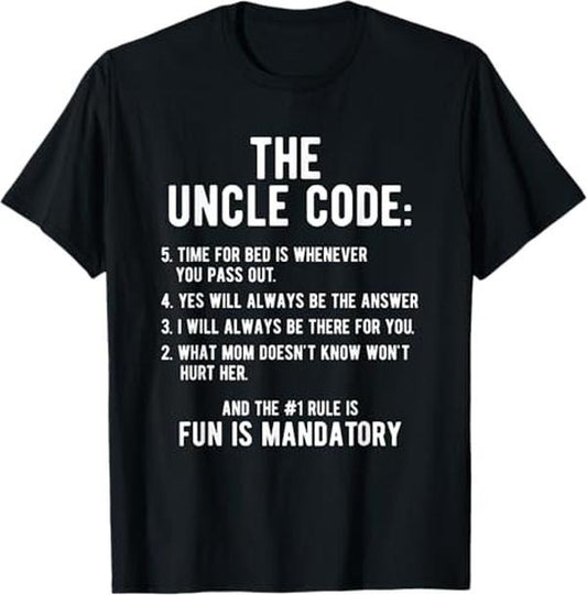 Funny Uncle Shirts, Gifts For Uncle, The Uncle Code Cool T-Shirt - Menswear Casual Cotton Hoodie, Sweatshirt | WearSparks.com