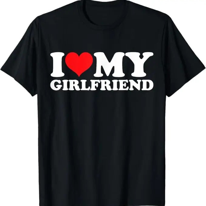 Funny Valentine Shirt, Best Gifts for Boyfriends, I Love My Hot Girlfriend I Heart My Hot Girlfriend GF BF T-Shirt - Menswear Top
