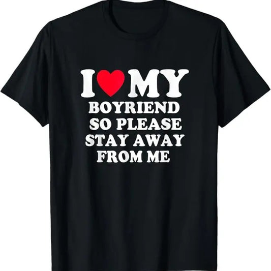 Funny Valentine Shirt, Best Gifts for Girlfriends, I Love My Hot Girlfriend I Heart My Hot Girlfriend GF BF T-Shirt - Menswear Top