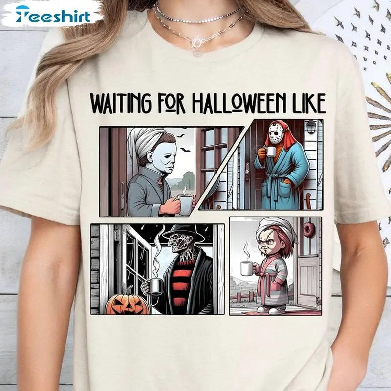 Funny Waiting For Halloween Like Shirt, Movie Unisex Hoodie Crewneck