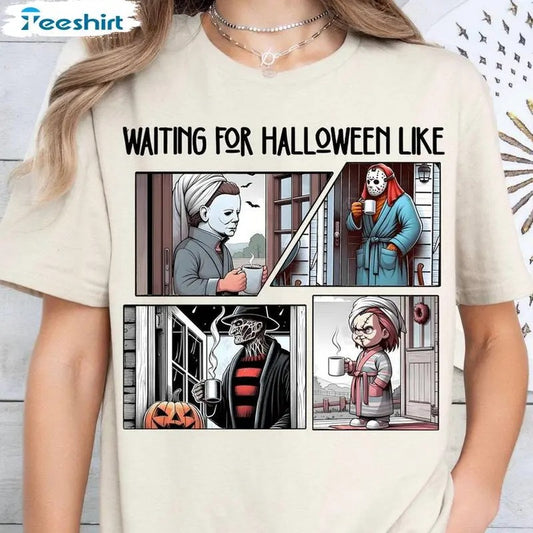Funny Waiting For Halloween Like Shirt, Movie Unisex Hoodie Crewneck