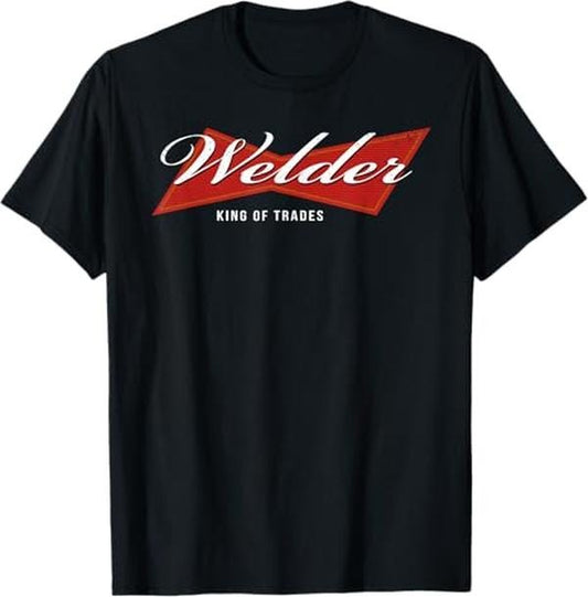 Funny Welder Shirt, Welder Gifts, Welder King of Trades Funny Welding Master Welder T-Shirt - Menswear Casual Cotton