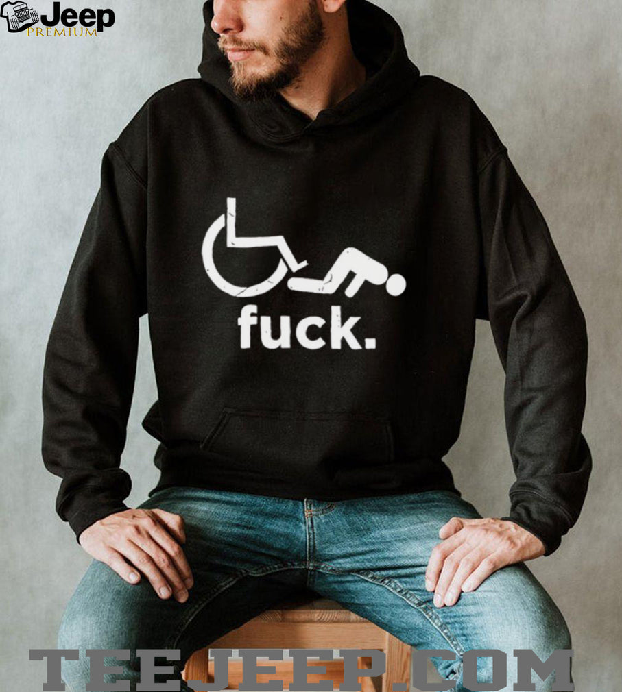 Funny Wheelchair Fall Fuck Sarcastic Humor Retro Distressed Style Men Women Fans T Shirt