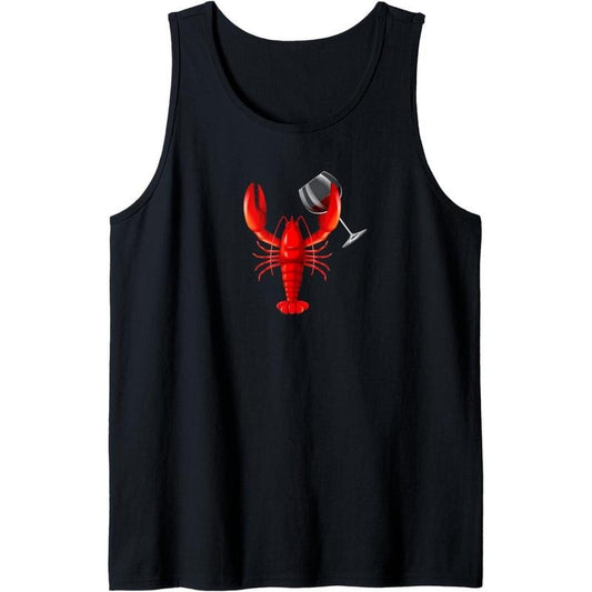 Funny Wine Drinking Lobster Red Crawfish Wine Lovers Gift Tank Top Made in USA