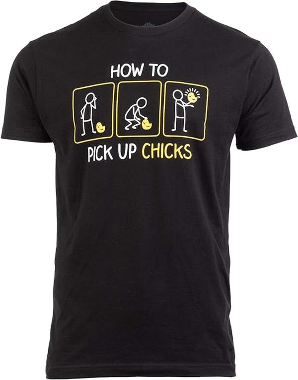Funny Work T-Shirts, How to Pick up Chicks Funny Sarcastic Sarcasm Joke Tee for Man Woman T-Shirt Menswear Casual Cotton