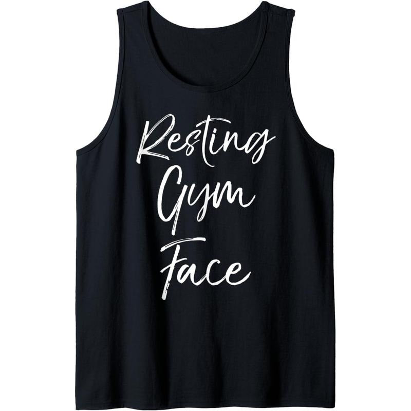Funny Workout Saying for Women Cute Quote Resting Gym Face Tank Top made in usa T-Shirts, Hoodie, Sweatshirt | WearSparks.com