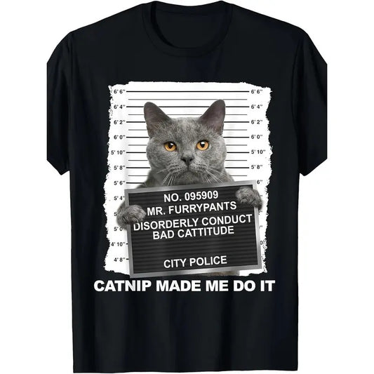 Funny cat print T-shirt  made in usa