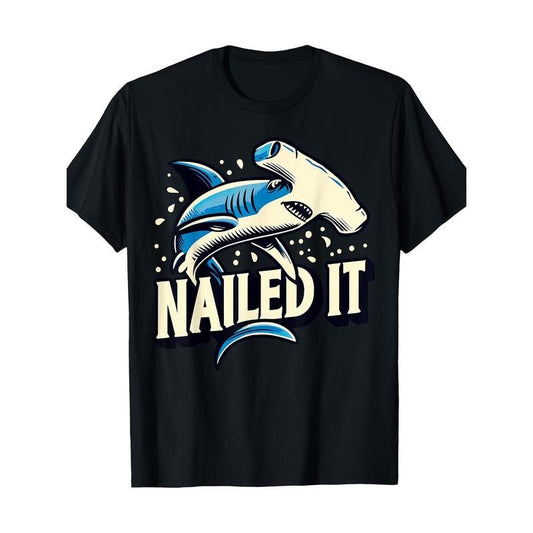 Funny hammerhead shark pins its T-shirt Made in USA