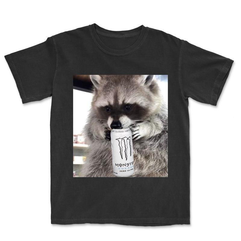 Funny raccon Meme T-Shirt, Fat Raccoon Monster Vintage Graphic Tee, Cute Raccoon Shirt, Women's T-shirts Streetwear Top