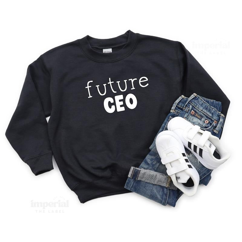 Future CEO Youth Sweatshirt and Kid's Comfort Colors T-Shirt, Inspiring Youth Crewneck, Cozy Kid's Pullover, Motivational Kids Apparel, Entrepreneur Shirt for Girls and Boys