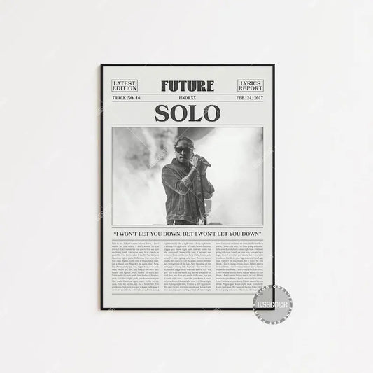 Future Retro Newspaper Print, Solo Poster, Solo Lyric Print, Future Poster, HNDRXX Poster, Future Poster