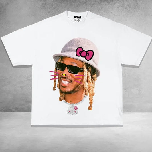 Futuree Kitty T-shirt Big face Graphic Tee
