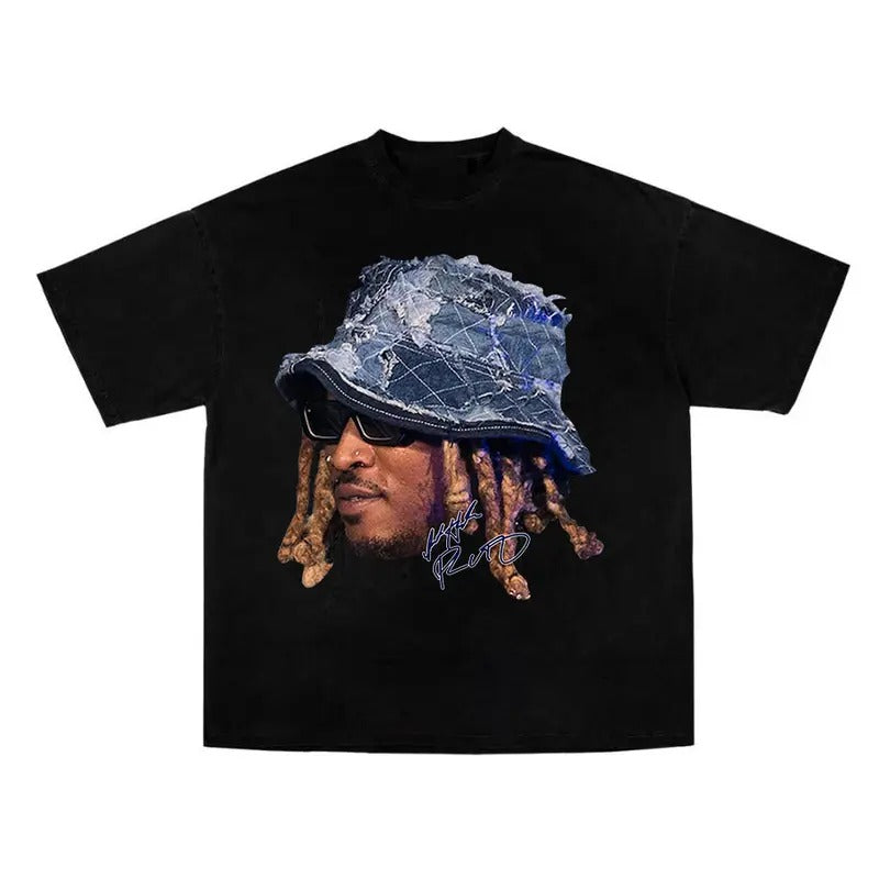 Futureee Blue Signature Big Face Graphic Rap Tee Shirt