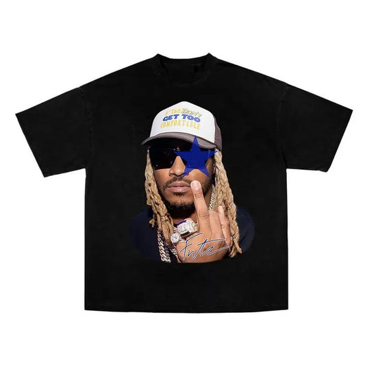 Futureee Blue Star Signature Big Face Rap T-Shirt