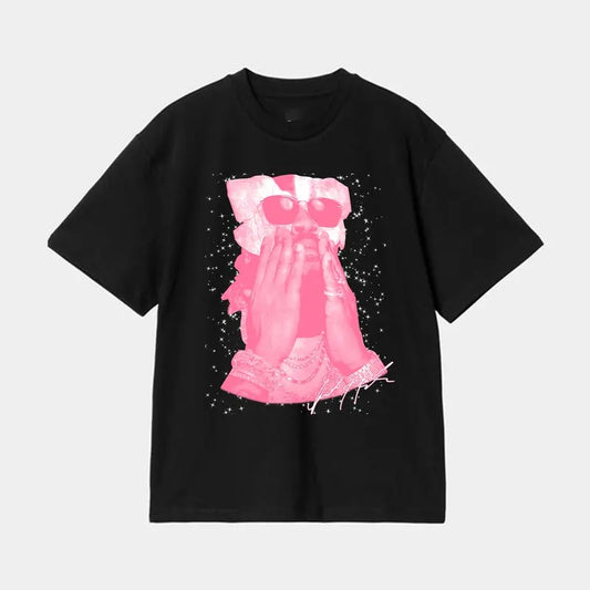 Futureee PINK See No Evil Big Face Graphic Tee Shirt - Ultimate Style
