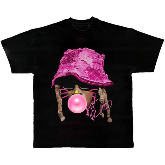 Futureee Pink Kitty Bubble Gum Big Face Rap Tee - Stylish and Fun Design