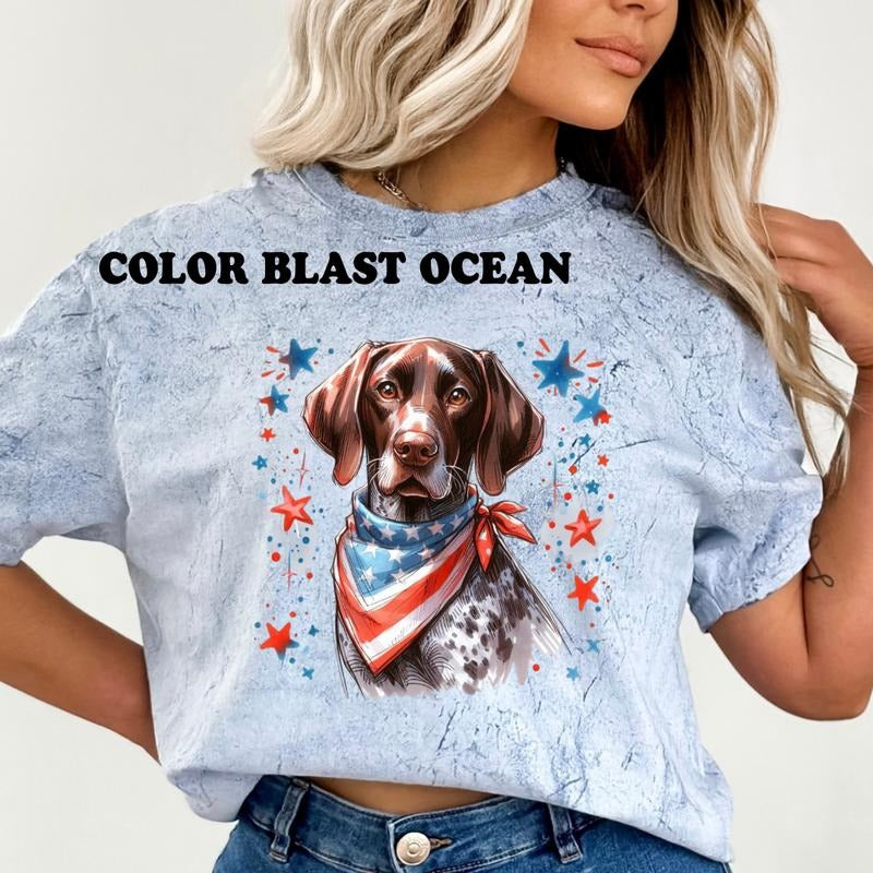 GSP Patriotic Dog Shirt ~ Unisex Apparel Relaxed Fit Printed In The USA Clothing Womenswear Casual Comfort Cotton Top Athletic Boho Chic