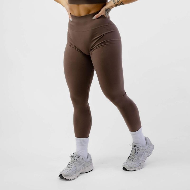 GYMREAPERS Legacy Seamless Plain Knit Leggings - Toffee, All Seasons Comfortable Women's Bottoms