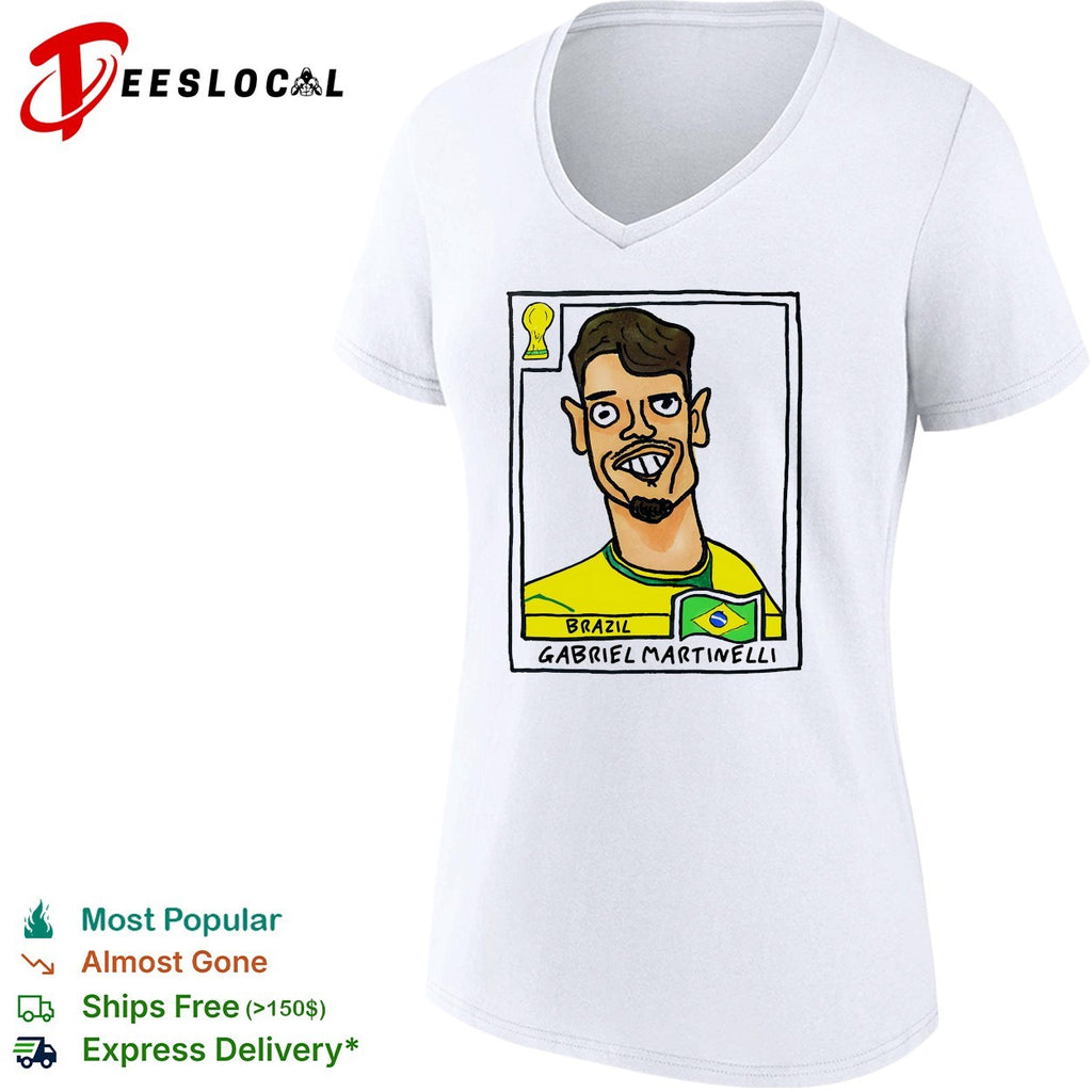 Gabriel Martinelli Brazil soccer player caricature collectible card shirt