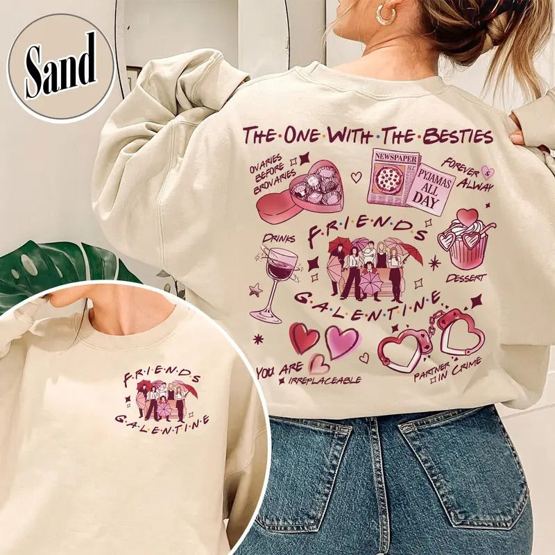 Galentine Social Club Sweatshirt, Galentine Era, Friends Galentine Sweatshirt, the One With the Besties Sweatshirt, Funny Galentines Day Party, Galentines Day Gift Oversized Oversized