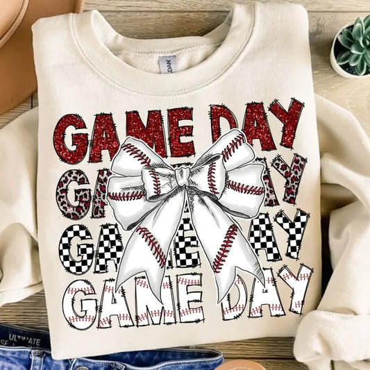 Game Day Baseball Bow , Coquette Baseball , Game Day , Baseball Mom , Baseball Season , Sports , Baseball Shirt Sweatshirtstyle{n002}2