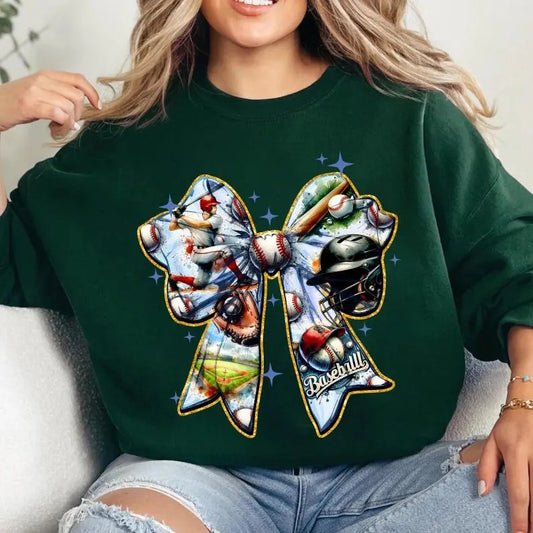Game Day Baseball Coquette Bow , Baseball Mama , Baseball Mom , Brushstroke Baseball Sweatshirt