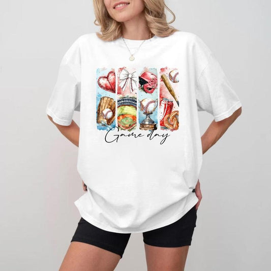 Game Day Baseball Snacks T-shirt, Unisex Cotton Crewneck