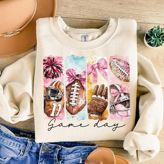 Game Day Football Coquette Bow , Football Mama , Touchdown Sweatshirt