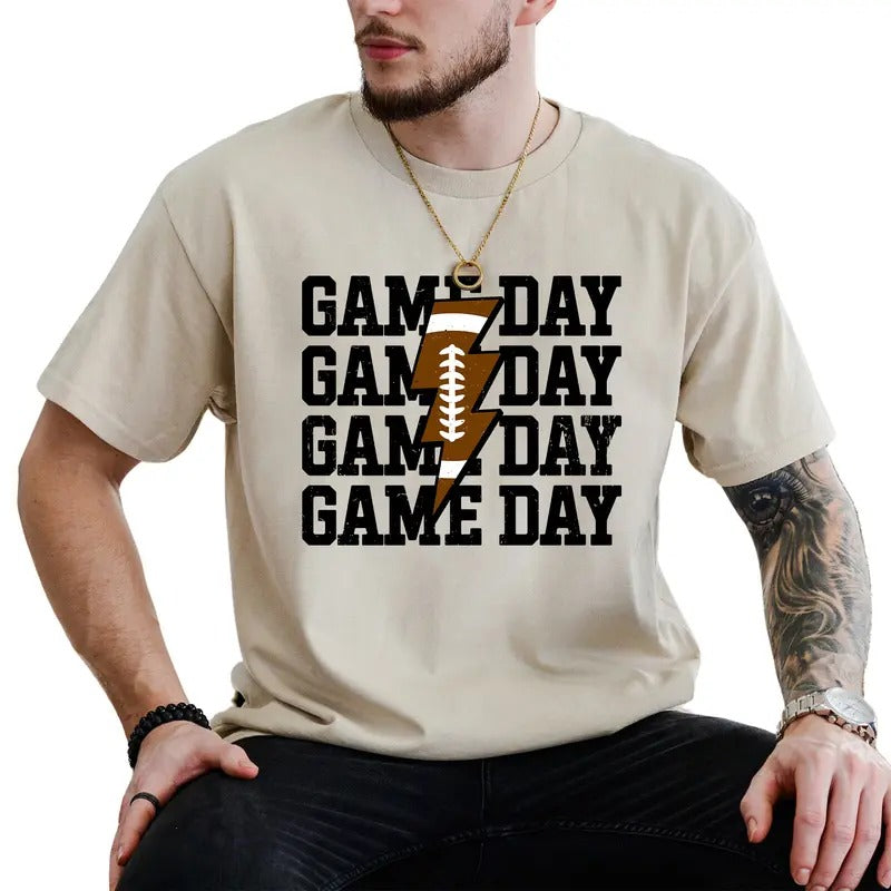 Game Day Men Graphic Tee, Football Season Men Shirt, Football Lover Unhinged Tee, Football Day T-shirt, Men's Top, Menswear