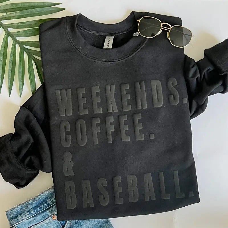 Game Day Puff Print sweatshirt, baseball mom shirt, baseball sweatshirt, weekends coffee and baseball sweatshirt