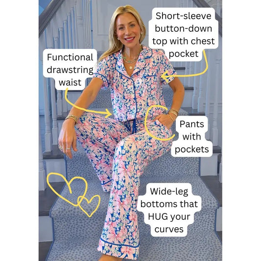 Garden Party Bow Wide Leg Pajama Set