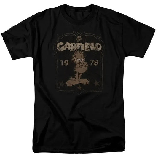 Garfield Established 1978 Black Funny T-shirt, Vintage Cartoon Men's Women's, Crew Neck - Top Menswear Shortsleeve