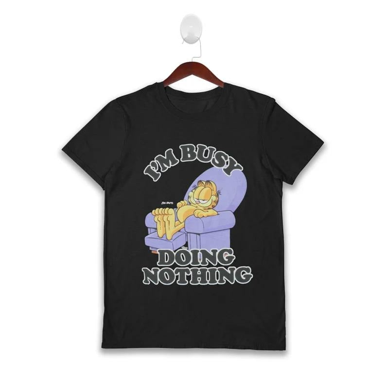 Garfield I'm Busy Doing Nothing Unisex T-Shirt, Funny T-Shirt Garfield Shirt Cartoon Character Shirt, Father's Day Gift Summer Shirt
