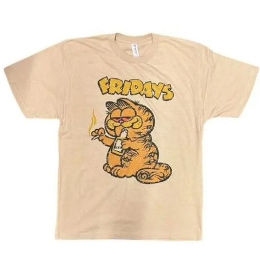 Garfield T-shirt Fridays Cartoon Cat Big Face Tee Shirt Vintage Style Sz Large73