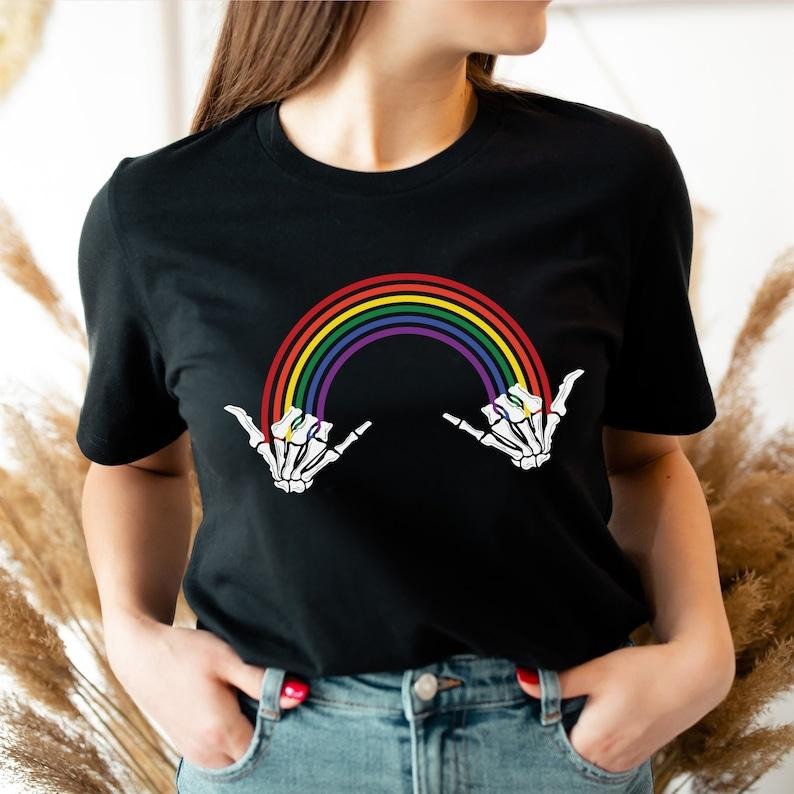 Gay shirt, Gay Pride shirt, Lesbian shirt, Pride ally, Pride parade shirt, Rainbow Skeleton, Bisexual tshirt, trans pride, lgbt pride gift Hoodie, T-shirt and sweater