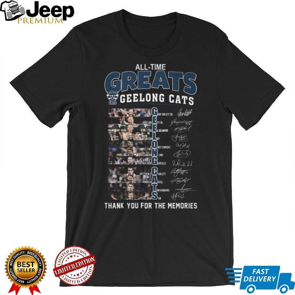 Geelong Cats All Time Greats AFL Legends Vertical Name Signatures T Shirt