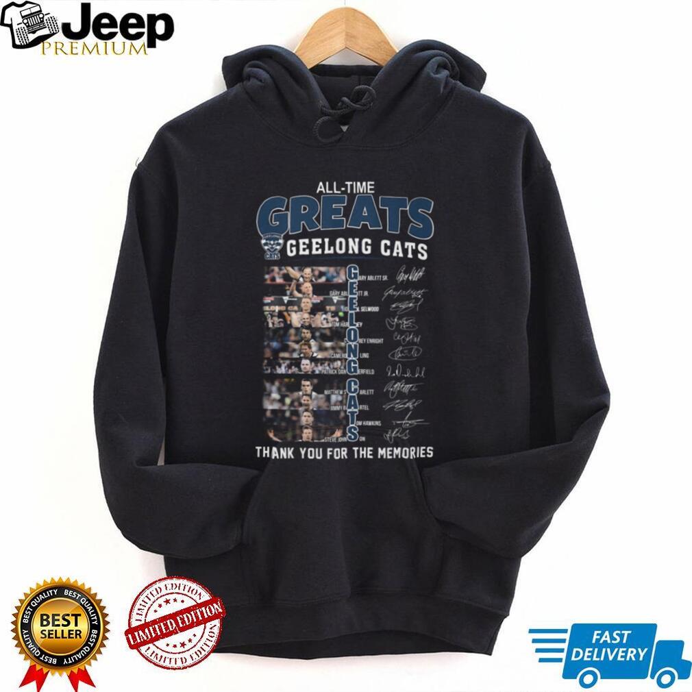 Geelong Cats All Time Greats AFL Legends Vertical Name Signatures T Shirt